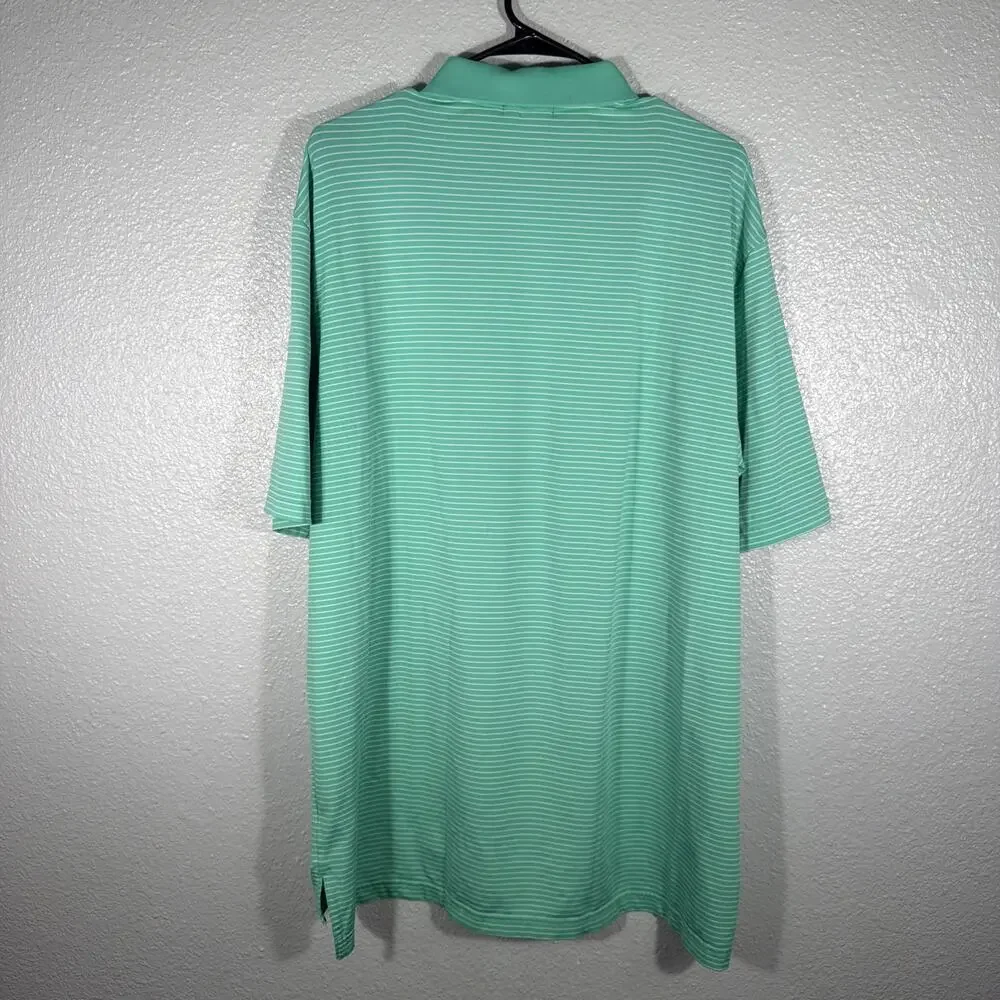 Peter Millar Summer Comfort Polo XL Mens Green White Striped Golf Performance